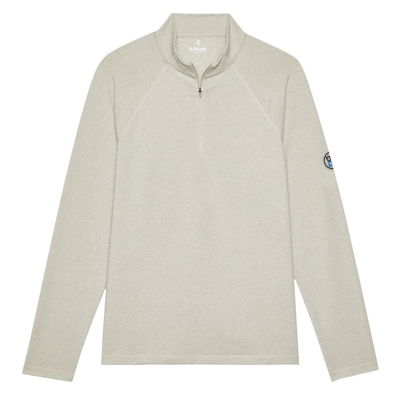Gfore Melange Luxe Staple Quarter Zip Mid Layer Golf Pullover Stone Heather – 23 Men Small