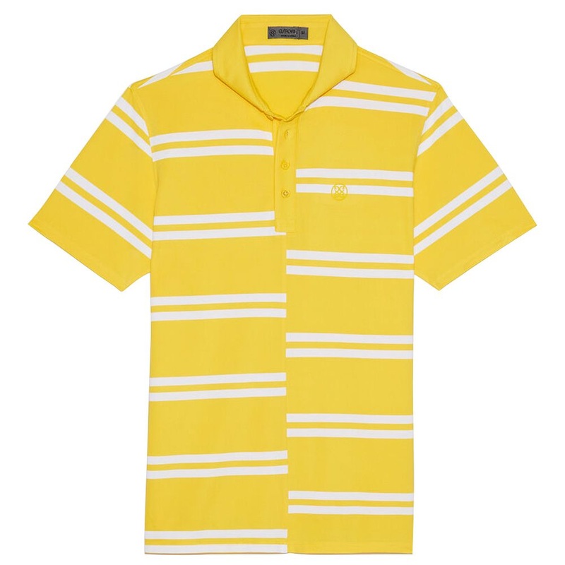 Gfore Offset Stripe Modern Spread Collar Tech Pique Golf Polo 2023 Cyber Small