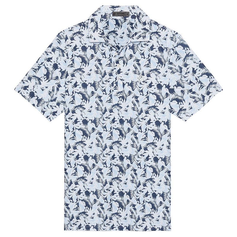 Gfore Palm Fronds Tech Pique Golf Polo 2023 Snow Small