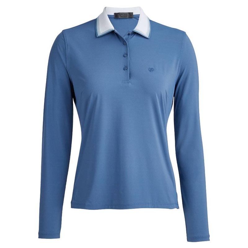 Gfore Rib Collar Silky Tech Nylon Longsleeve Golf Polo 2023 Women Slate X-Small