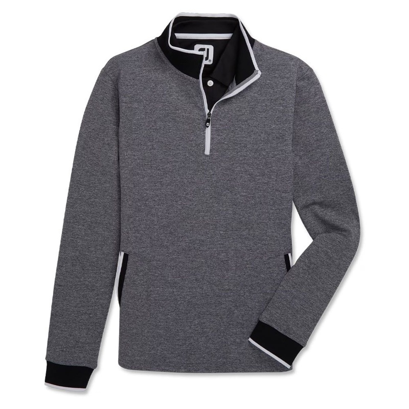 FootJoy Half-Zip Fleece Back Pique Mid Layer Golf Pullover 2023 Women Black Heather X-Small