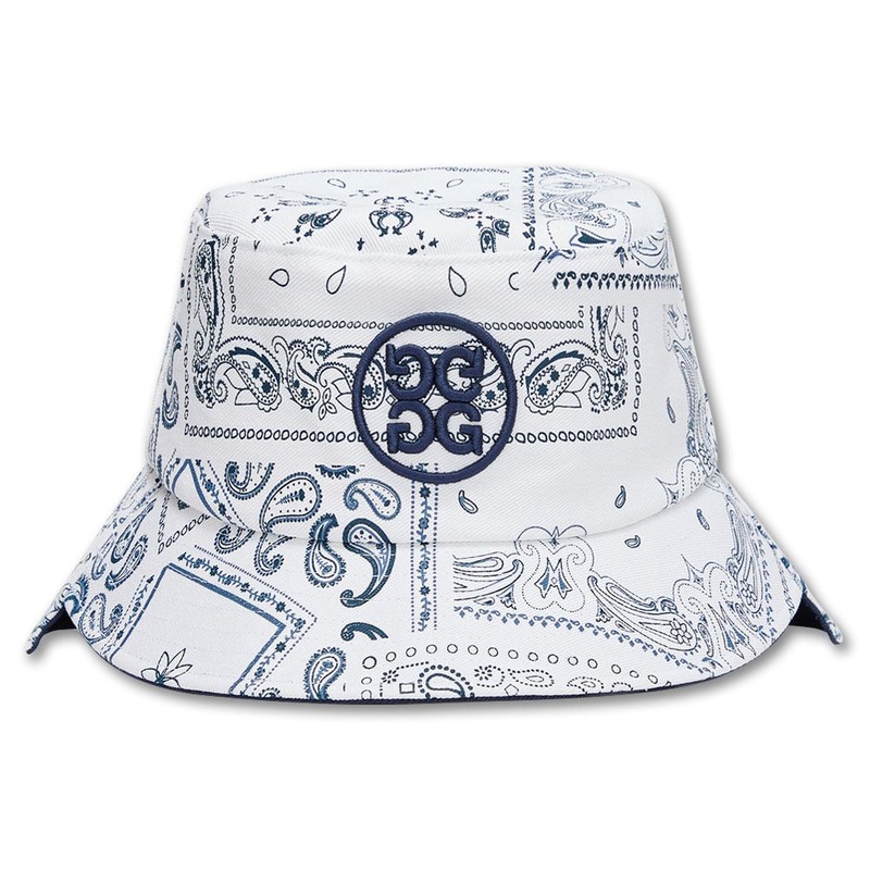 Gfore Asymmetrical Boro Cotton Twill Golf Bucket Hat Snow/Twilight – 24 Women One Size Fits All