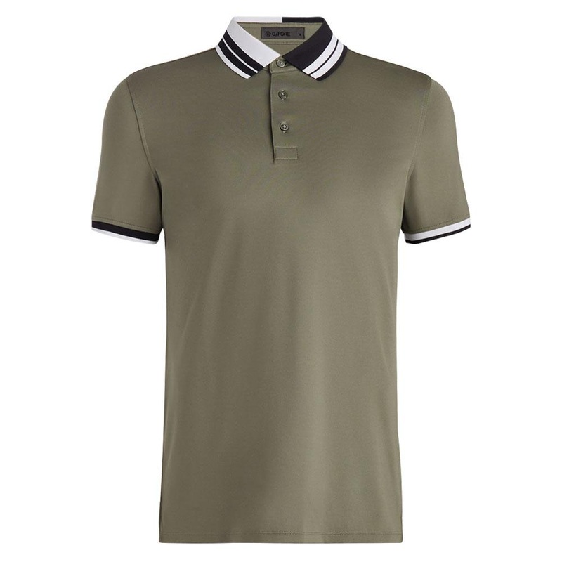 Gfore Contrast Striped Collar Tech Jersey Golf Polo Isle – 24 Men Small