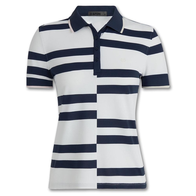 Gfore Offset Stripe Tech Pique Golf Polo Snow – 24 Women X-Small
