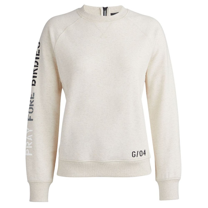 Gfore Pray For Birdies French Terry Crewneck Golf Pullover 2023 Women Stone Heather X-Small