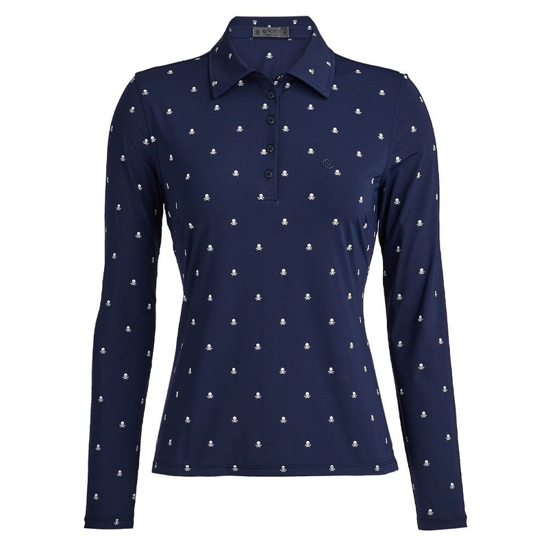 Gfore Skull & T’s Silky Tech Nylon Longsleeve Golf Polo 2023 Women Twilight X-Small