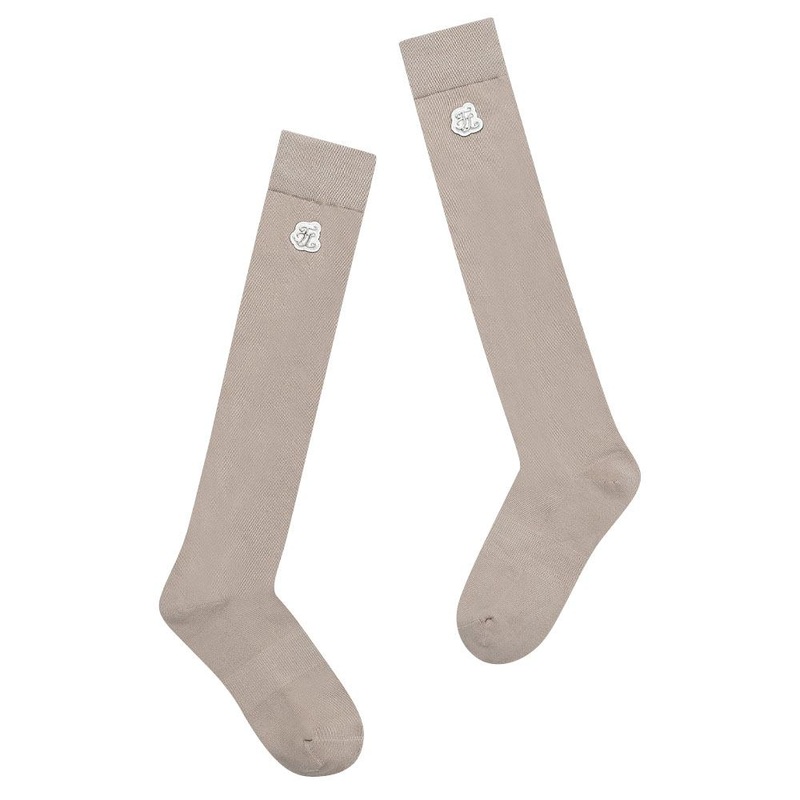 Fairliar Beige Patch Knee Golf Socks – 24 Women White