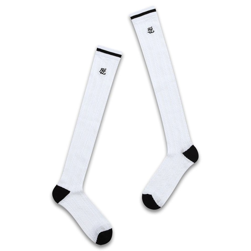 Fairliar Cable Weave Knee Golf Socks – 24 Women White
