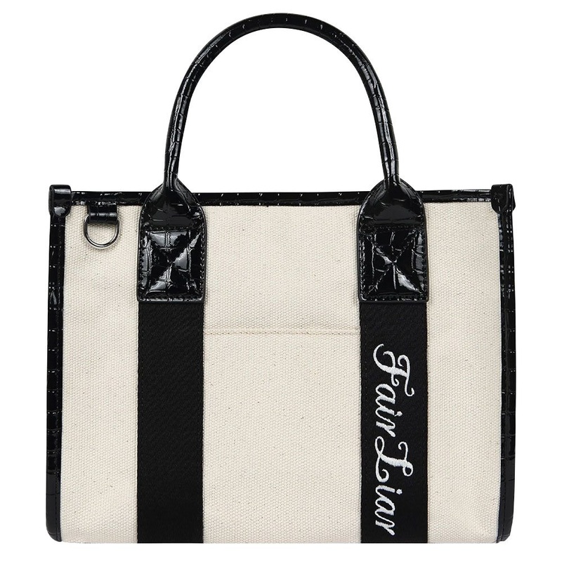 Fairliar Canvas Croc Tote Bag – 24 Women Beige