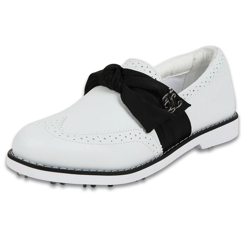 Fairliar Ribbon Oxford Spikeless Golf Shoes White – 24 Women Medium 6.5