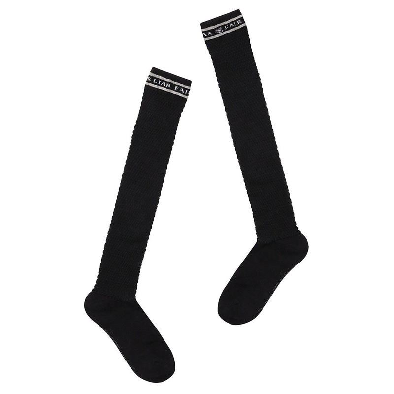 Fairliar Waffle Knee Golf Socks – 24 Women Black
