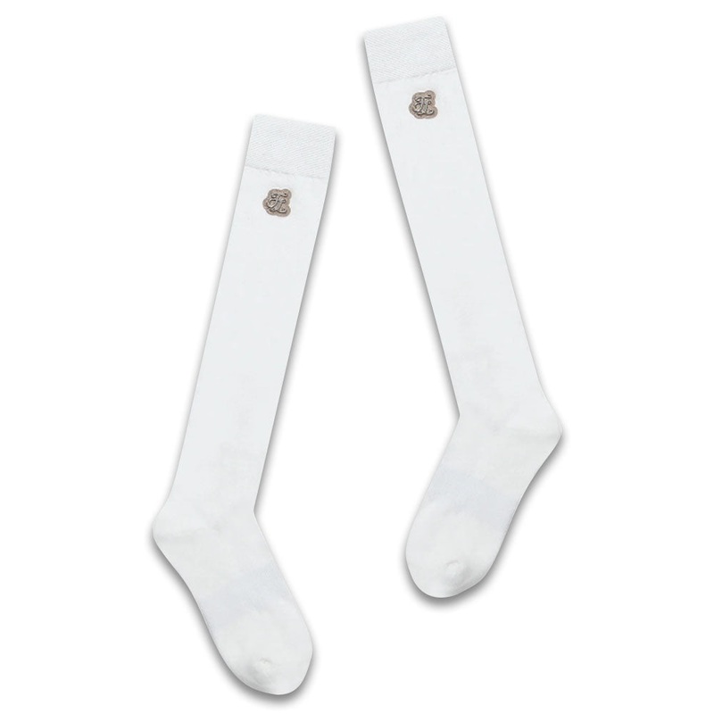 Fairliar White Patch Knee Golf Socks – 24 Women Beige