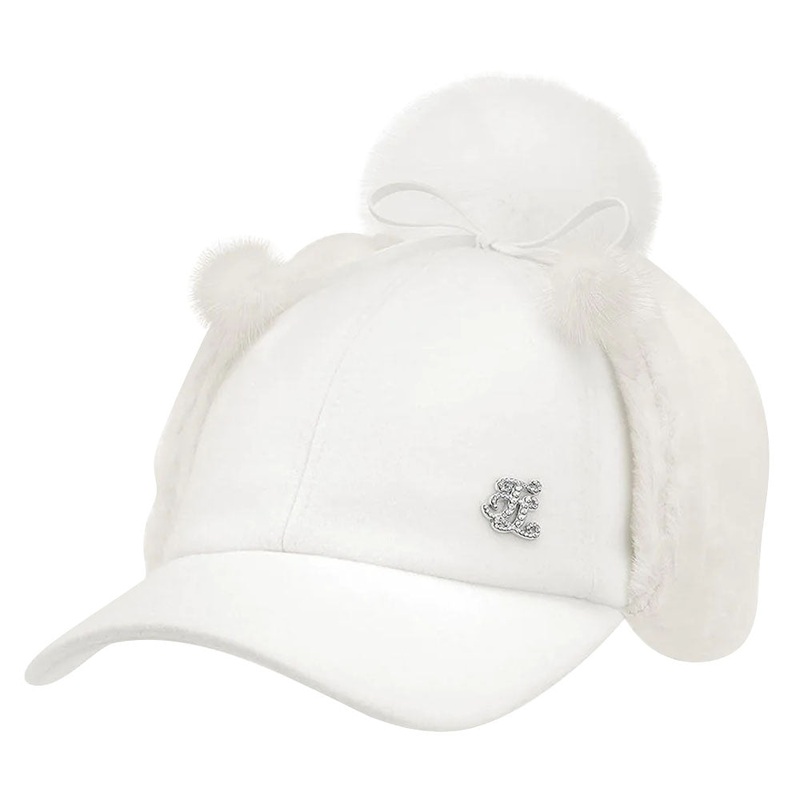 Fairliar Wool Ear Muff Golf Cap White – 24 Women One Size Fits All