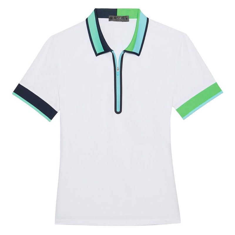 Gfore Contrast Collar Tech Pique Quarter Zip Golf Polo Acid Lime – 23 Women X-Small