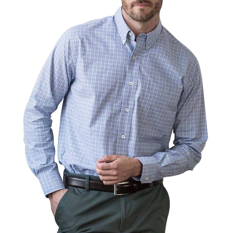 Oxford Buford Colorful Plaid Buttondown Golf Polo 2018 Medieval Blue Small