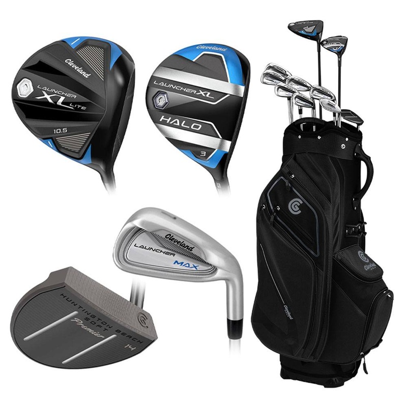 Cleveland Launcher Max XL Full Set – 24 Men Right 10 Clubs – Regular + 1 Cart Bag Black