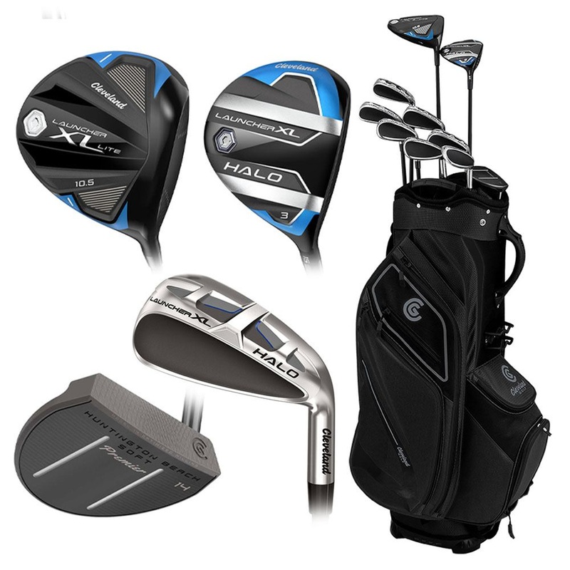 Cleveland Launcher XL Halo Full Set – 24 Men Right 10 Clubs + 1 Cart Bag Black