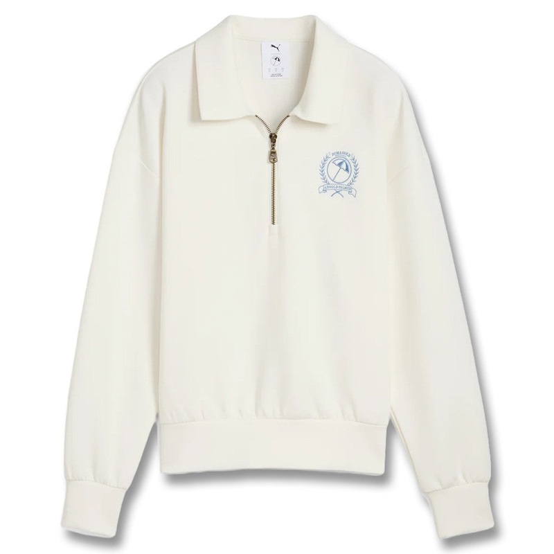 PUMA AP Collared 1/4 Zip Golf Pullover Warm White – SS25 Women Small