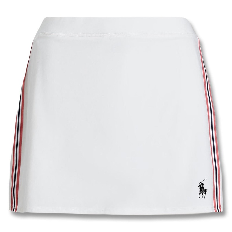 Ralph Lauren 4-Way Stretch Back Pleats 15″ Golf Short Ceramic Blue/Red Sky/Ceramic White – SP25 Women X-Small