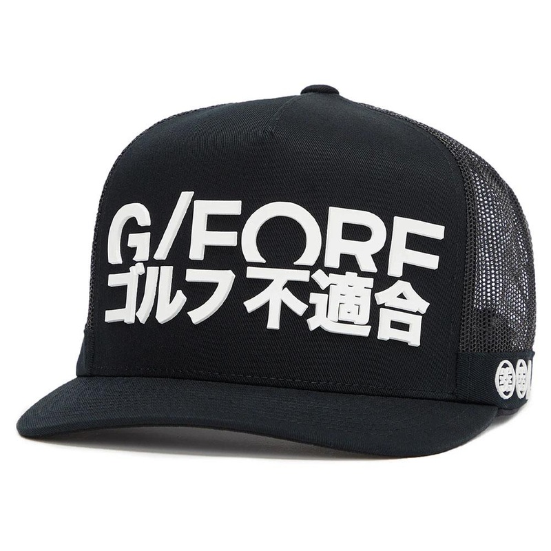 Gfore J4 Cotton Twill Tall Trucker Golf Cap Onyx – 24 Men One Size Fits All