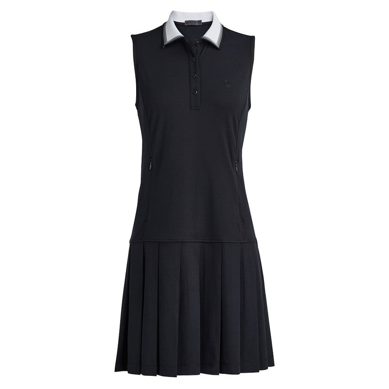 Gfore Rib Collar Pique Sleeveless Pleated Polo Golf Dress 2023 Women Onyx X-Small