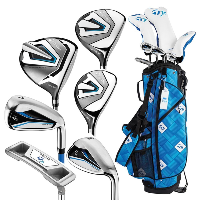 TaylorMade Team Junior Full Set (Ages 10-12) – 24 Boys Right 7 Clubs + 1 Cart Bag Blue