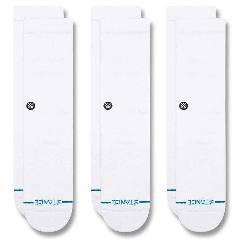 Stance Icon Crew 3 Pack Golf Socks – 24 Men White Small