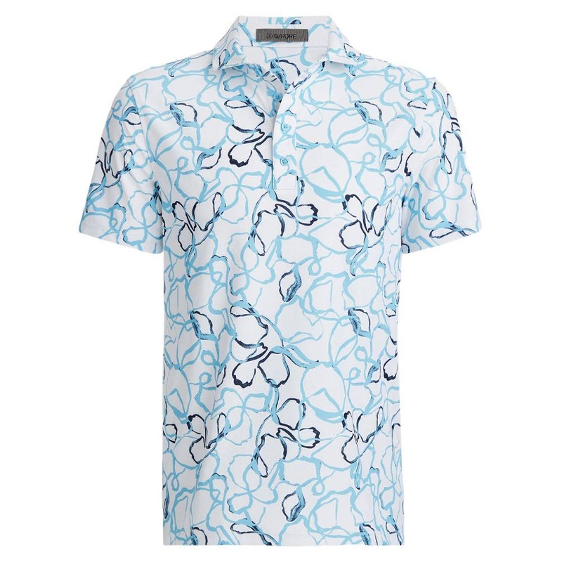 Gfore Watercolour Floral Tech Pique Golf Polo Fountain – 24 Men Small