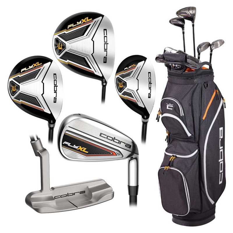 Cobra FLY-XL Full Set – 24 Men Right – 11 Clubs + 1 Cart Bag Cobra XL Steel – Regular Black/Gold Fusion