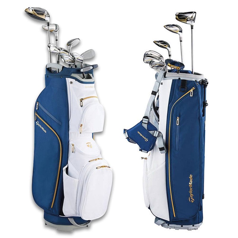 TaylorMade Kalea Gold Full Set – 24 Women Right 9 Clubs + 1 Cart Bag Blue/White