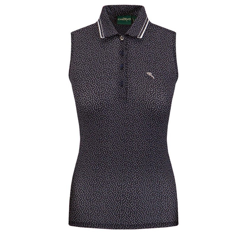 Chervo Aza Sleeveless Golf Polo Seed Print Navy – SS22 Women X-Small