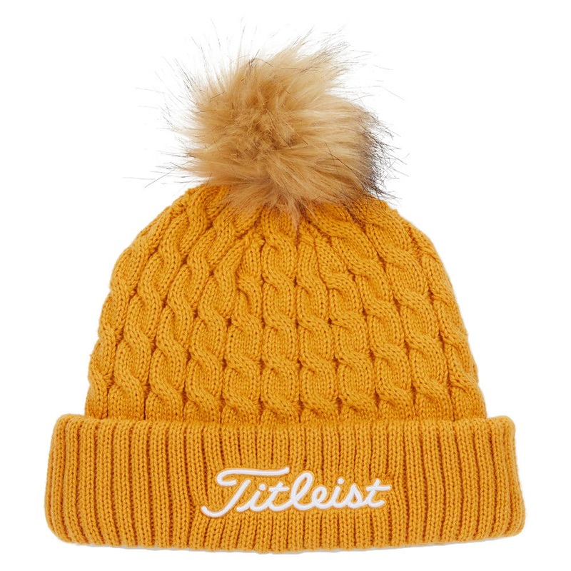 Titleist Cable Knit Pom Pom Golf Beanie Marigold/White – FW24 One Size Fits All