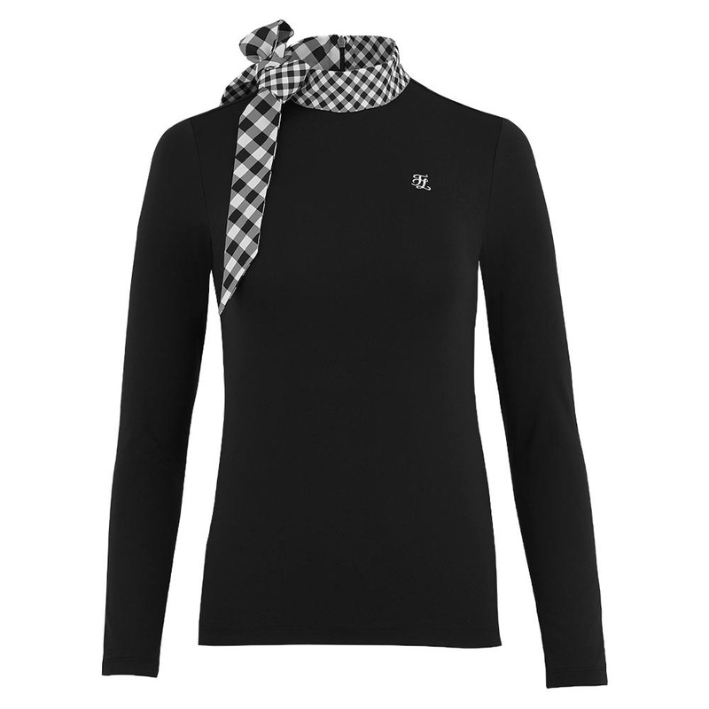 Fairliar Check Ribbon Scarf Longsleeve Golf Shirt Black – FW24 Women X-Small