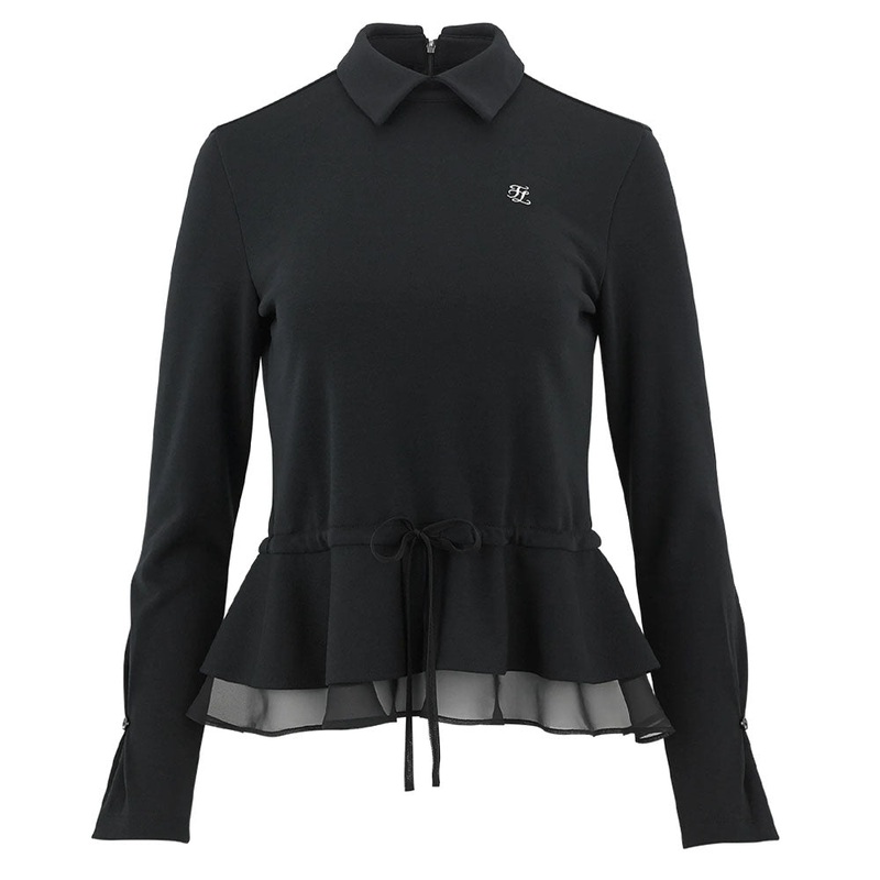 Fairliar Flare Chiffon Golf Polo Black – FW23 Women Small