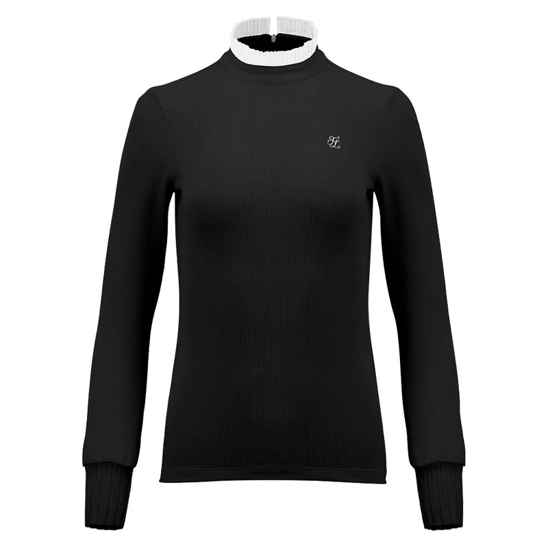 Fairliar Half High-Neck Ruffle Golf Mock Black – FW23 Women Small