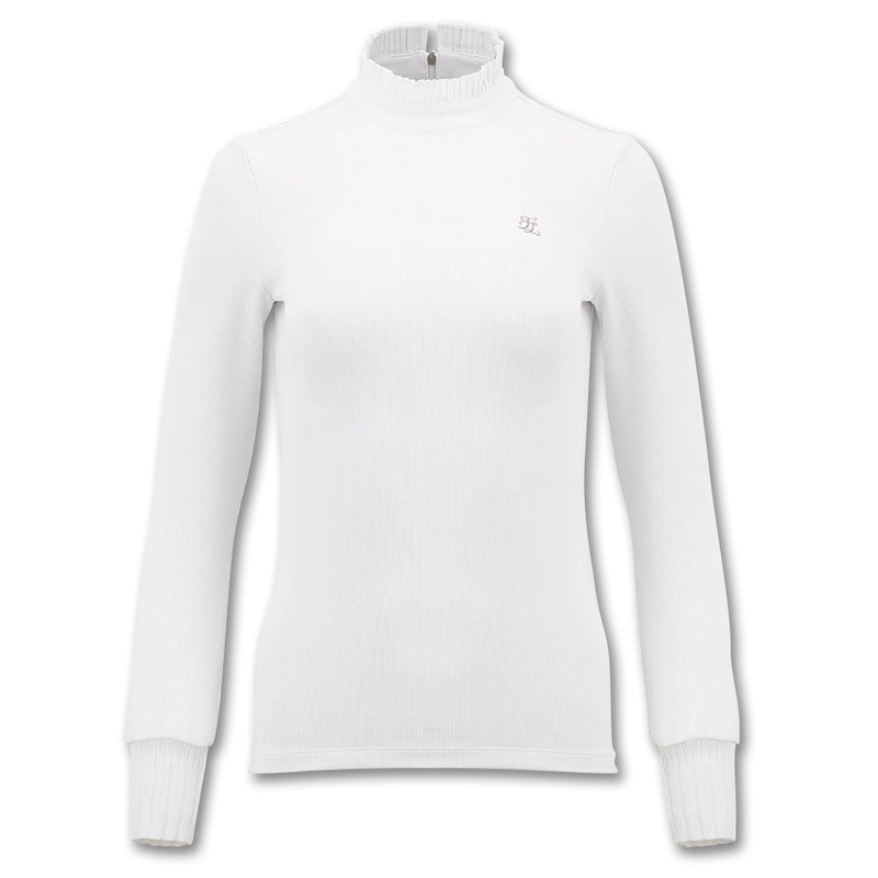 Fairliar Half High-Neck Ruffle Golf Mock White – FW23 Women Small