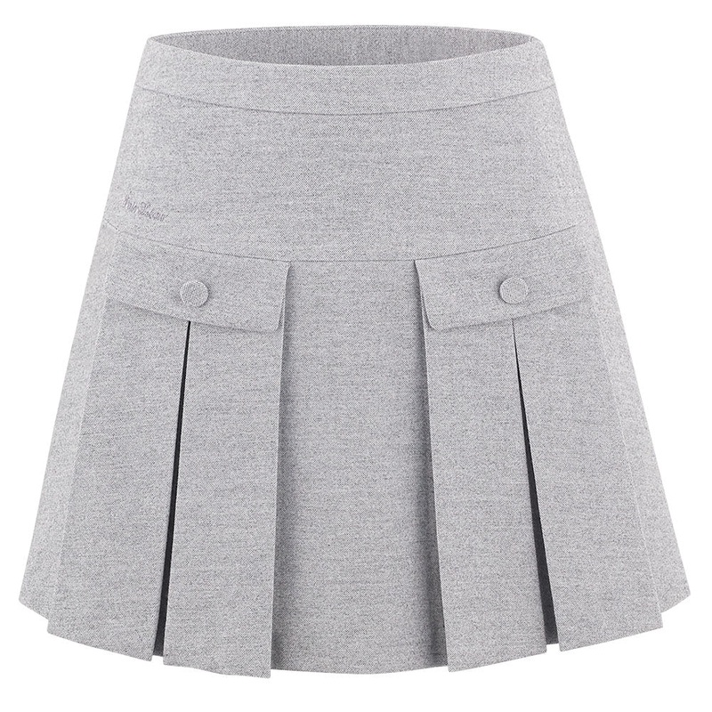 Fairliar High-Waist-A-line Fleece Golf Skirt Gray – FW24 Women Small