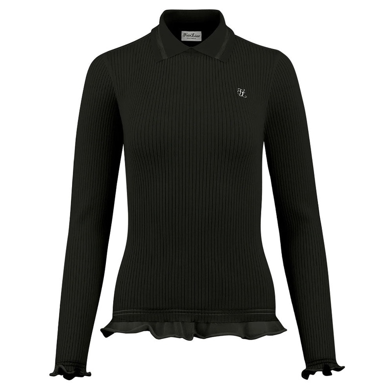 Fairliar Lace Collar Liv Knit Golf Polo Black – FW23 Women Small