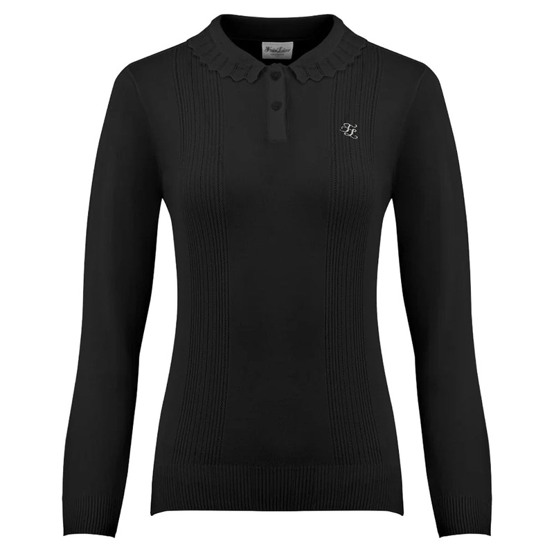 Fairliar Wave Collar Knit Longsleeve Golf Polo Black – FW24 Women X-Small