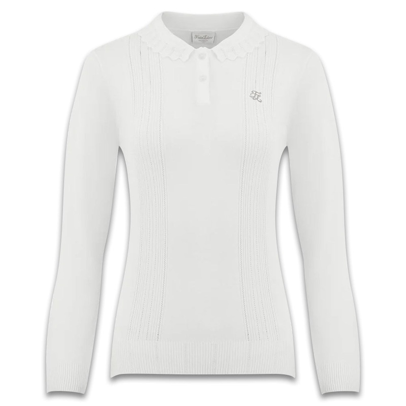 Fairliar Wave Collar Knit Longsleeve Golf Polo White – FW24 Women Small
