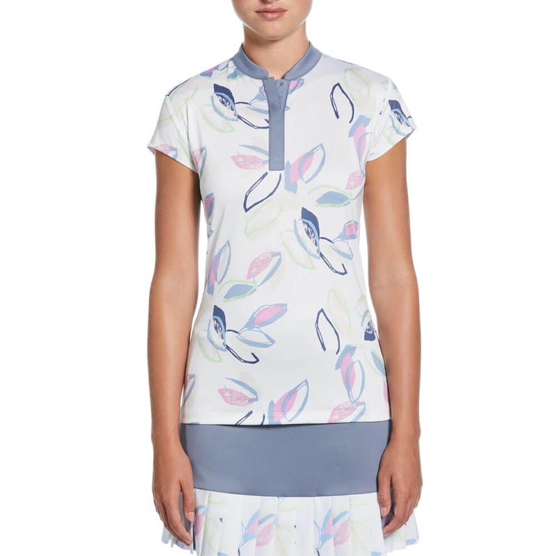 Callaway Linear Petals Golf Polo (with Hidden Snaps) Brilliant White – SP25 Women X-Small
