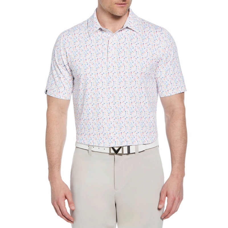 Callaway Shortsleeve Cocktail Print Golf Polo Bright White – SP25 Men Small