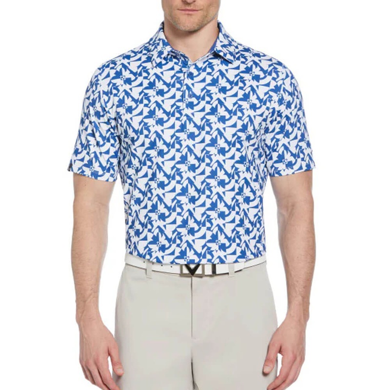 Callaway Shortsleeve Layered Floral Print Golf Polo Galaxy Blue – SP25 Men Small