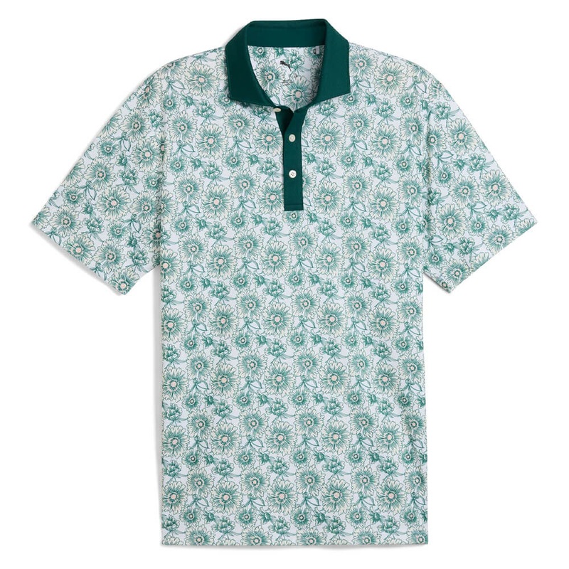 PUMA Pique Flower Fields Golf Polo Dark Myrtle/White Glow – SS25 Men Small