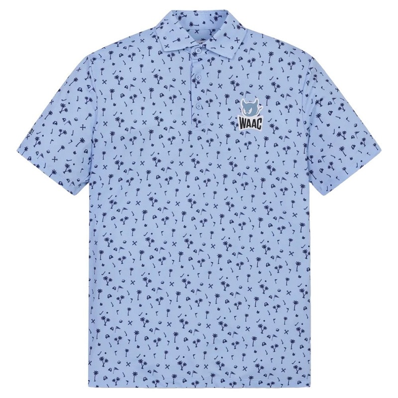 WAAC Allover Motif Golf Polo Light Blue – SP25 Men Small