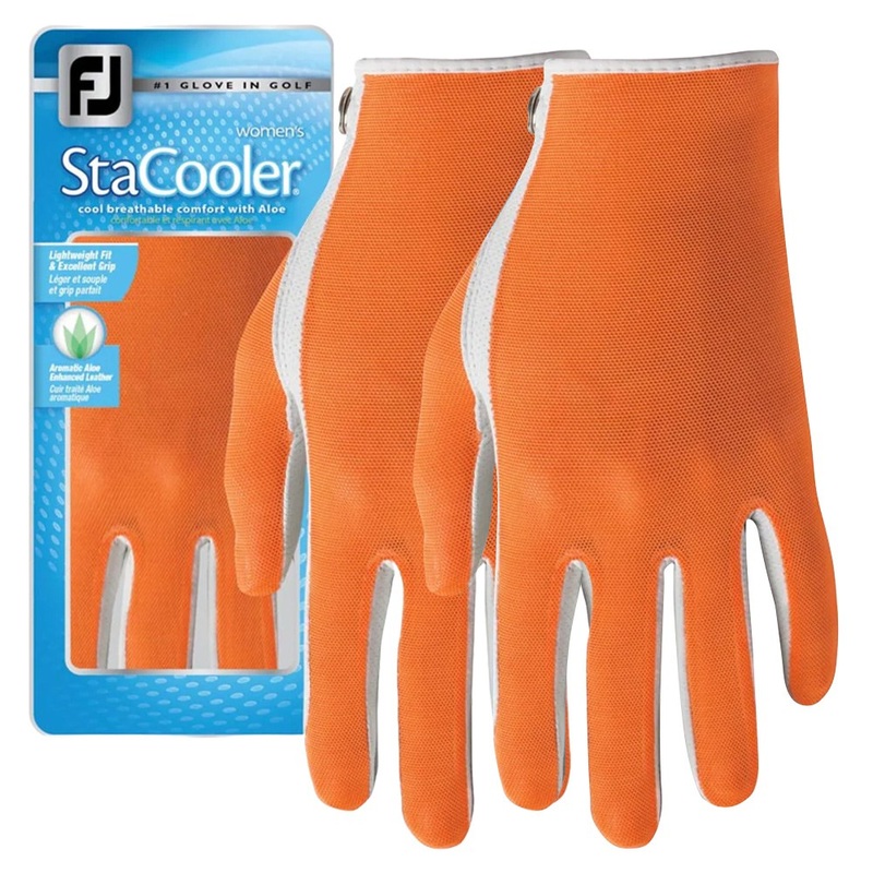 FootJoy StaCooler Fashion Golf Glove Pearl/Orange – 24 Women Fit to Left Hand Regular Small