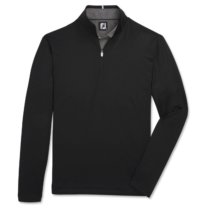 FootJoy Tonal Print Mid Layer Golf Pullover Black – FA23 Men Small