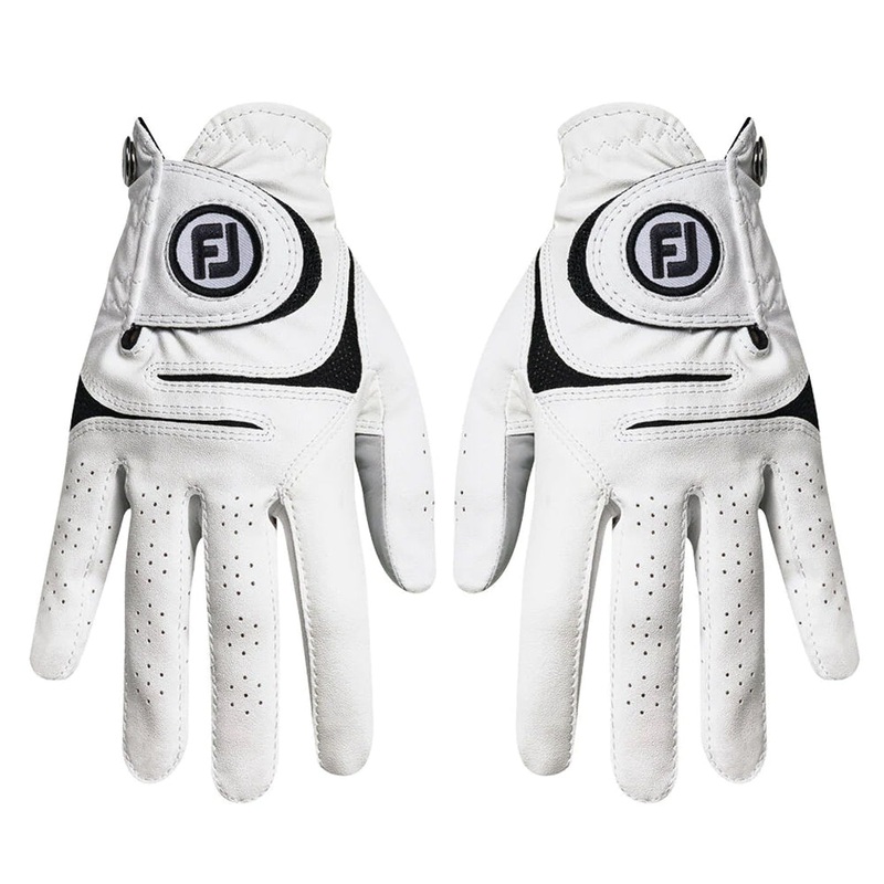 FootJoy WeatherSof Pair Golf Glove White/Black – 23 Women Fit to Right and Left Hand Regular Small