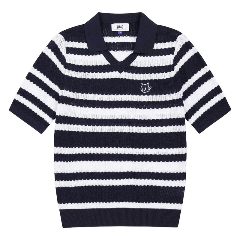 WAAC Multi Stripes Knit Golf Polo Navy – SP25 Women X-Small