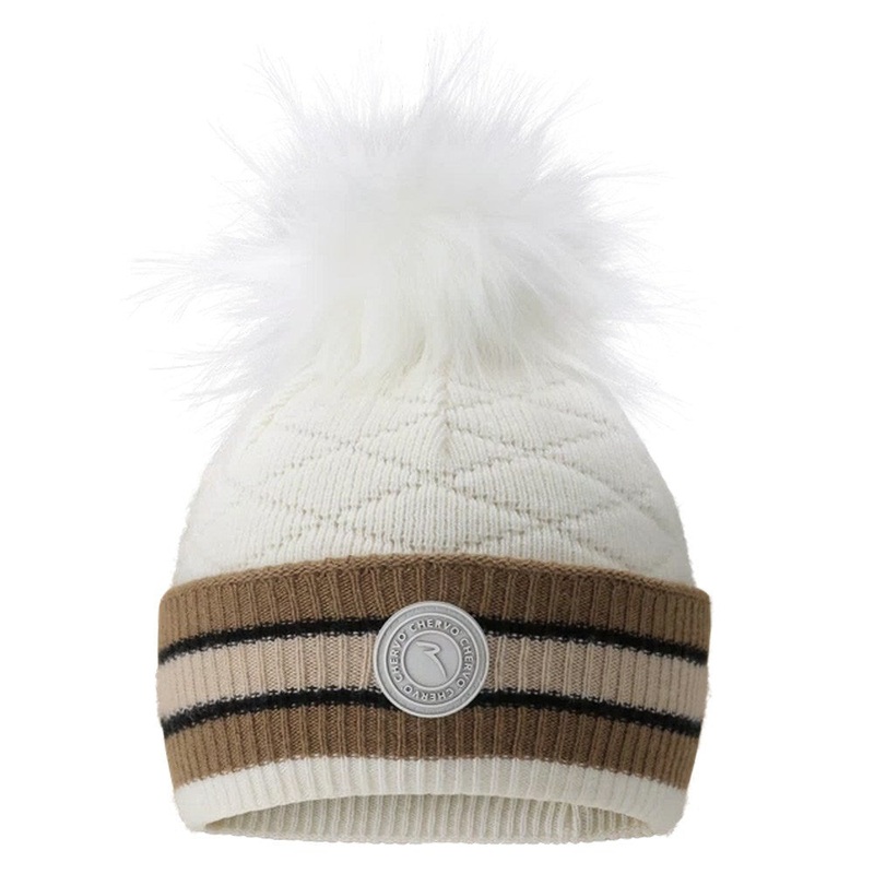 Chervo Wis Golf Beanie White/Brown – 24 Women One Size Fits All